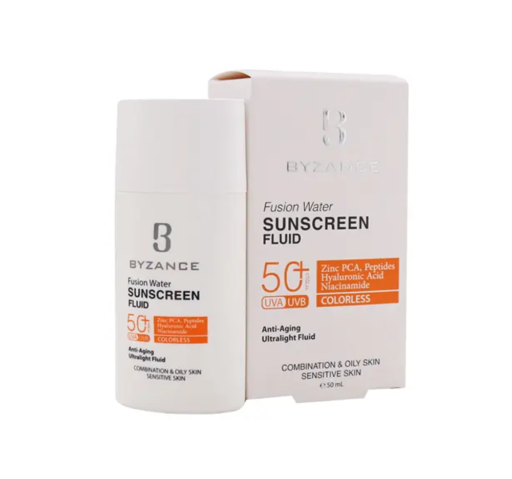 فلوئید ضد آفتاب فیوژن واتر SPF50 بیزانس مناسب پوست چرب